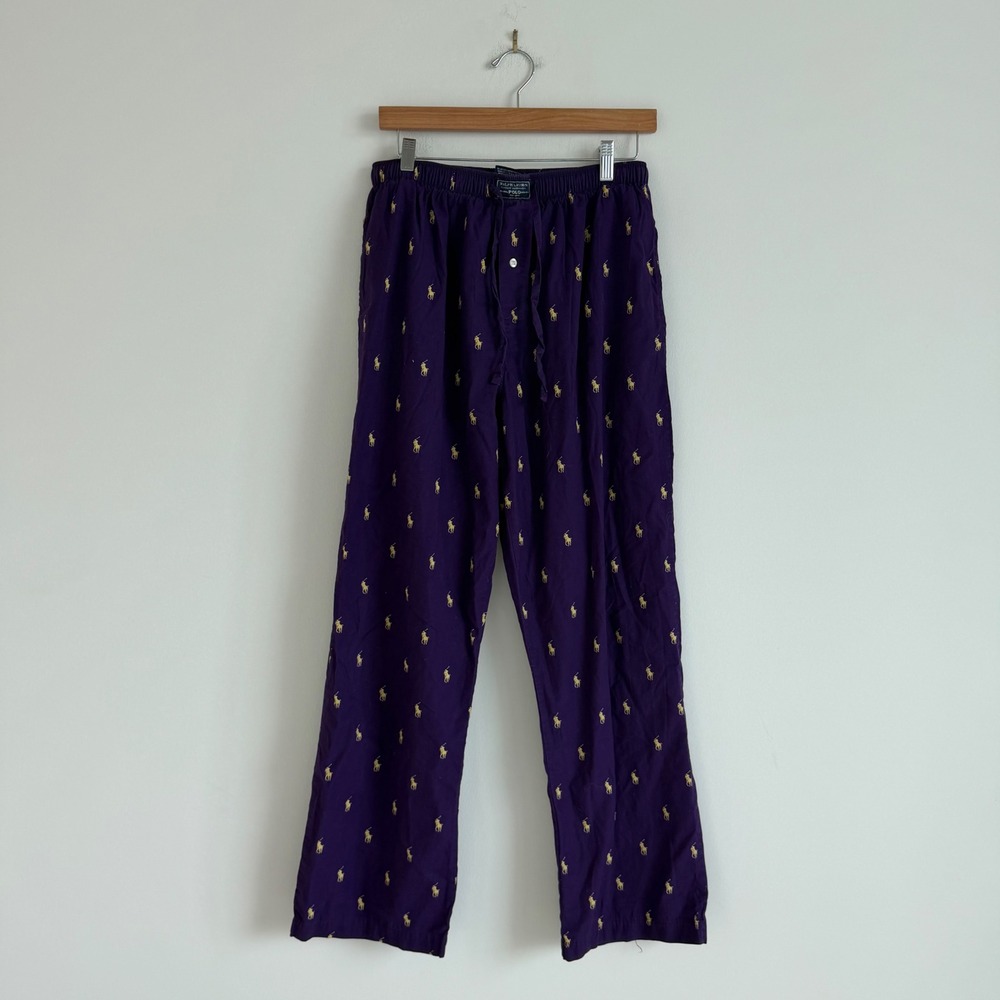 Polo Ralph Lauren Cotton Lounge Pants in Purple and Yellow Print Size Medium